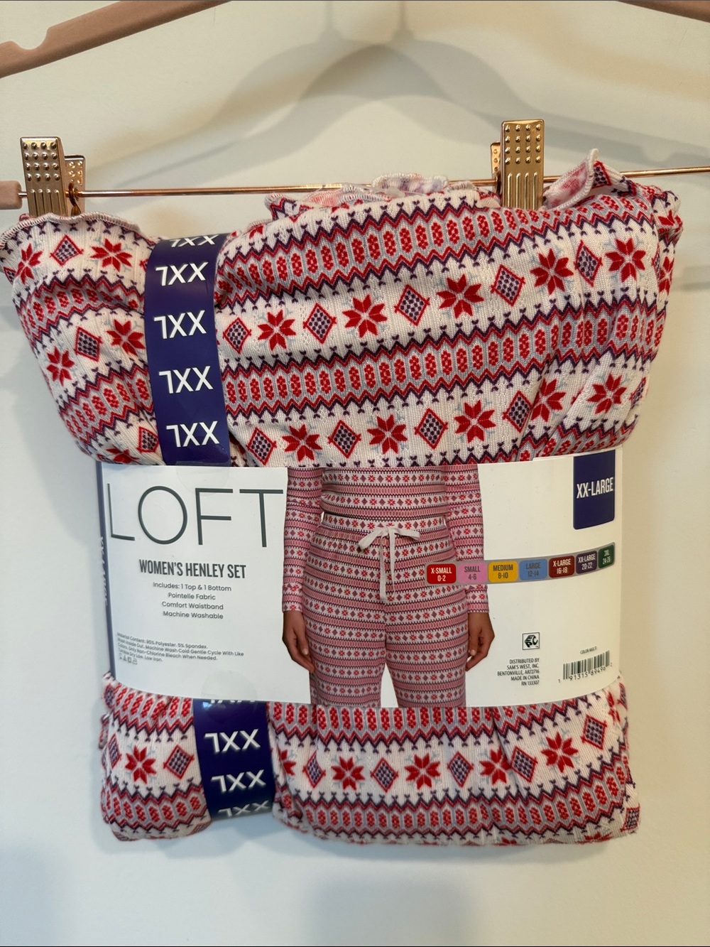 LOFT Women’s Henley Pajama Set - Red & White